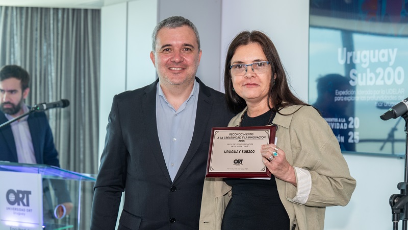 *Dr. Esteban Zunino y Leticia Burone, quien recibi&oacute; el premio en representaci&oacute;n de Uruguay Sub200*