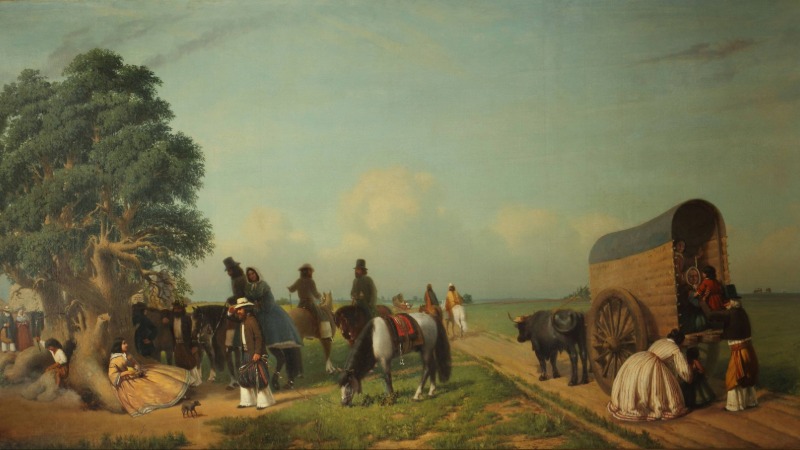 *Un alto en el campo, Prilidiano Pueyrred&oacute;n. Fuente: Wikimedia Commons. Licencia: Dominio p&uacute;blico.*